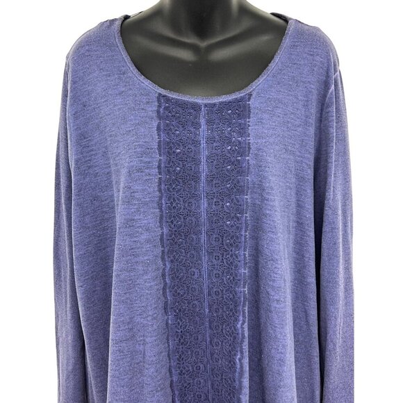 Style & Co Women Plus Size 3X Purple Glaze Crochet Top Blouse Long Sleeve New - Picture 2 of 9